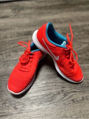 Nike Bright Red Sneakers with Teal Inner Lining
